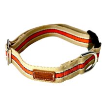 khaki and orange stripe collar