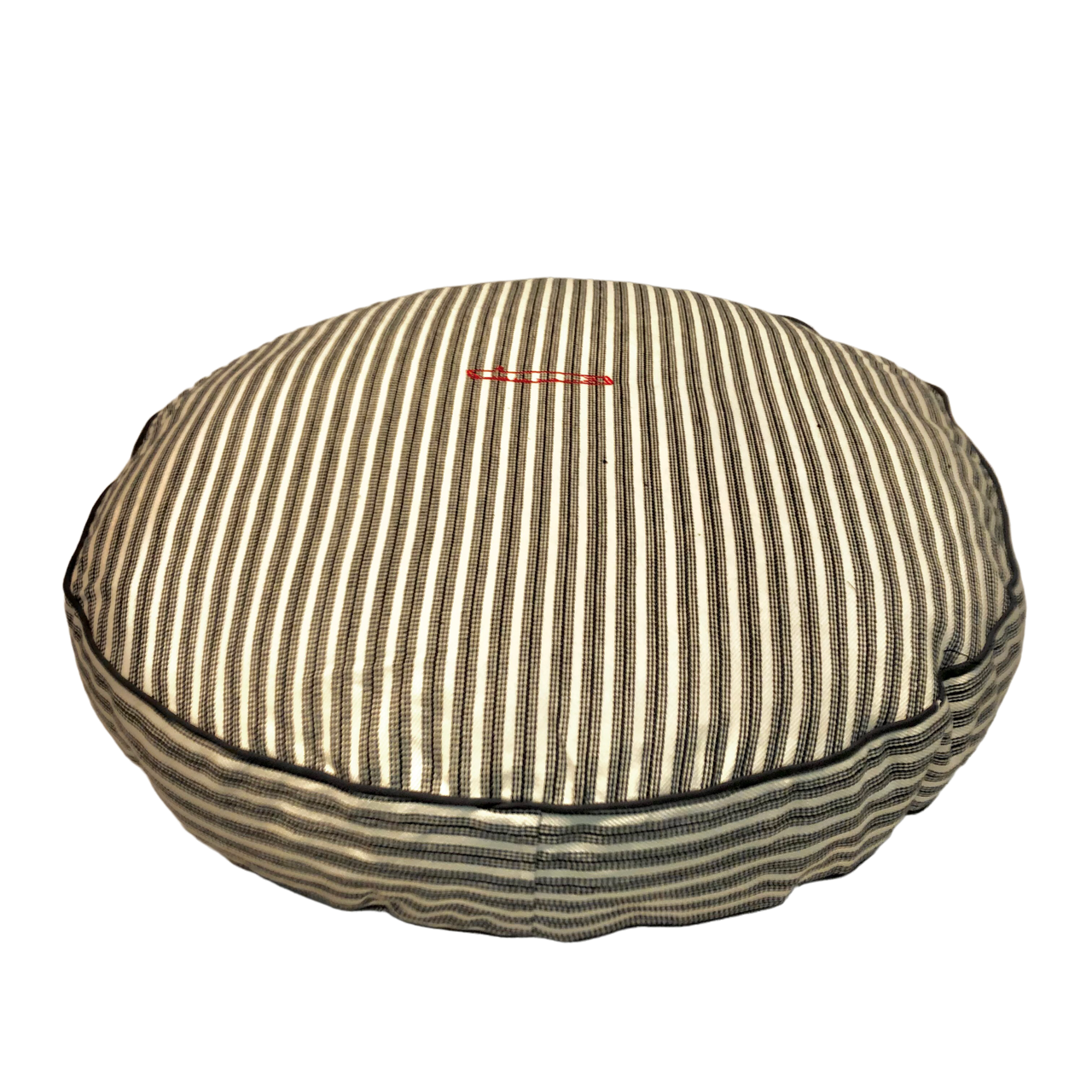 charcoal ticking stripe round bed