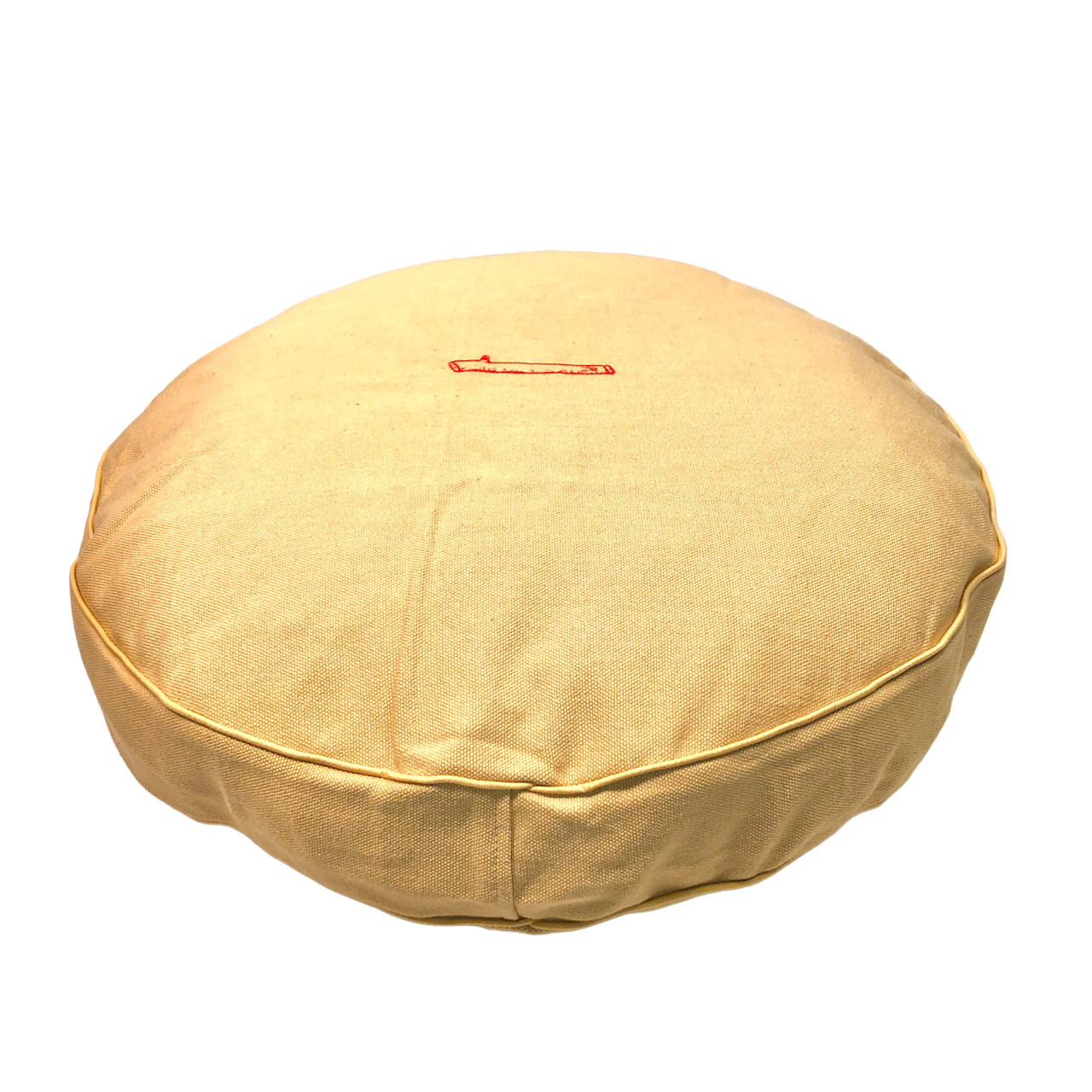 tan burlap round bed